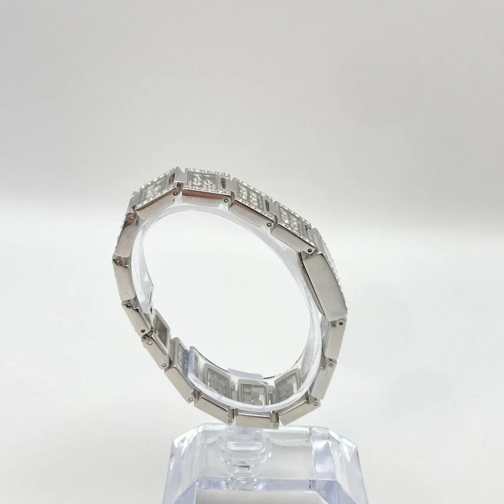 Victoria Wieck Women's Watch Silver Tone Floating Crystals New Battery 6.75